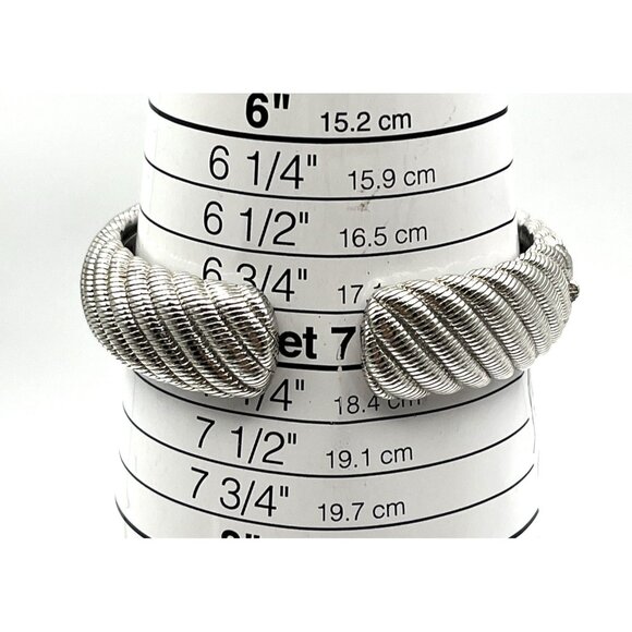 JUDITH RIPKA Sterling Silver CZ  3/4” Wide Cable Hinged Cuff Bracelet 75g - Picture 11 of 11